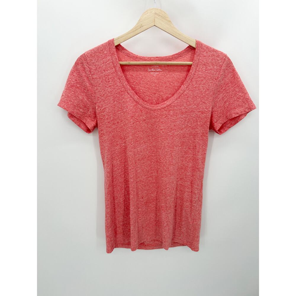 J.Crew Women Medium Orange Speckled Cotton Short Sleeve Scoop Neck T-Shirt HF14